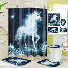 4pcs Set Multi Type Shower Curtain+Bathroom Mat Rug Toilet Seat Cover Bath Pad 4pcs Set Multi Type Shower Curtain+Bathroom Mat Rug Toilet Seat Cover Bath Pad